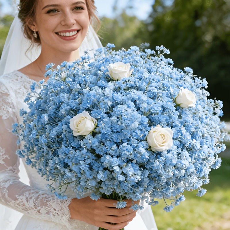 Florist Supply Bulk - 10 pièces de gypsophile artificielle bleue,
